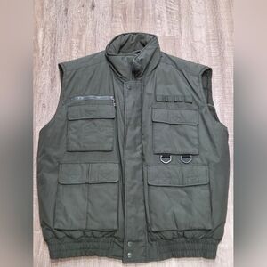 Stratford Collection Cargo Vest Khaki Insulated Flannel Green Olive Size L